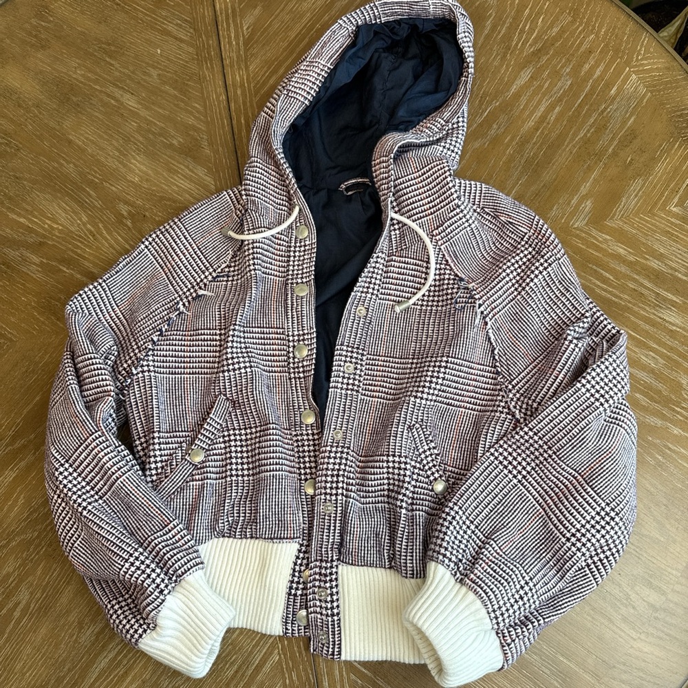 Free People Fabian Plaid Bomber Jacket